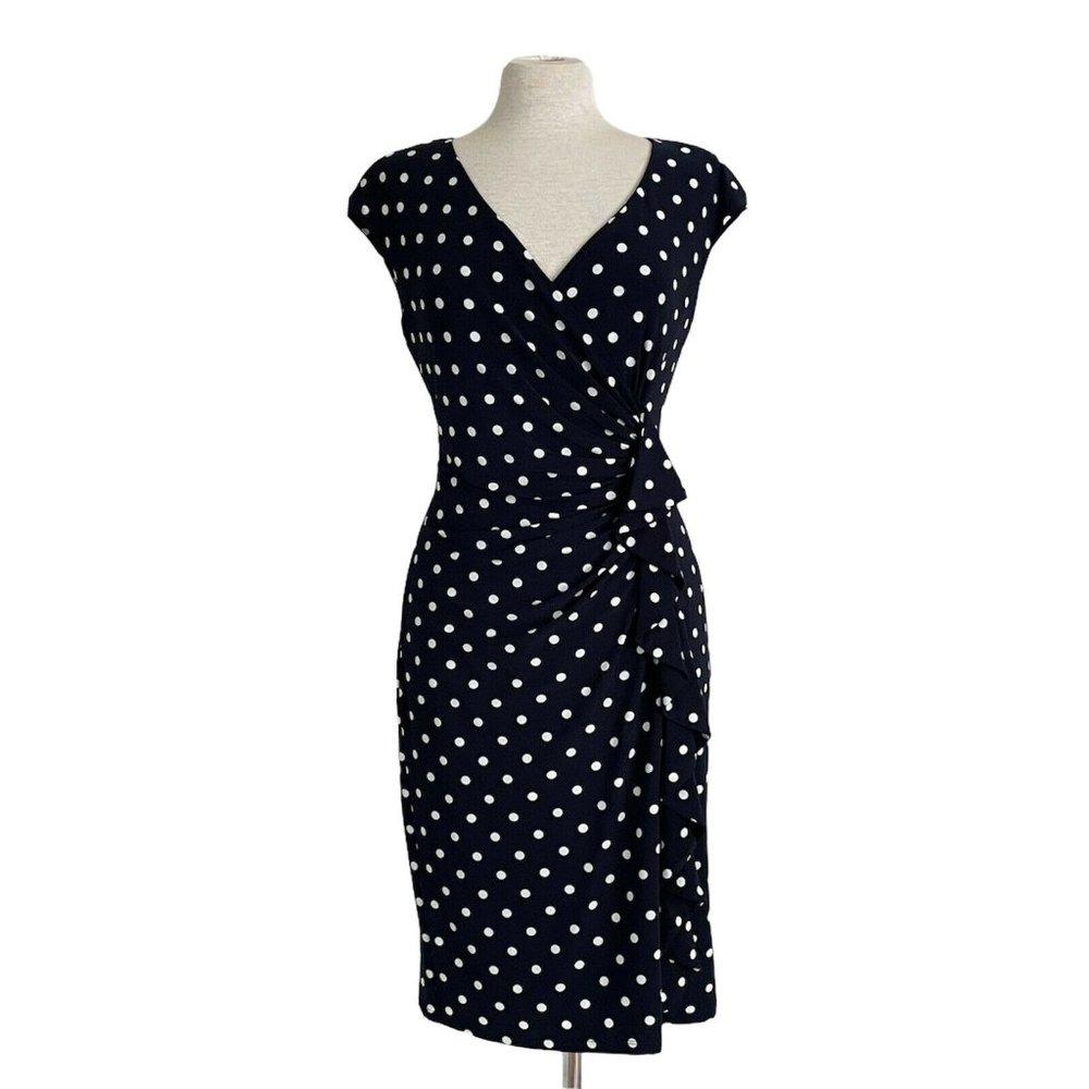 American Living Retro Pin Up Navy Polka Dot Dress - Picture 1 of 9